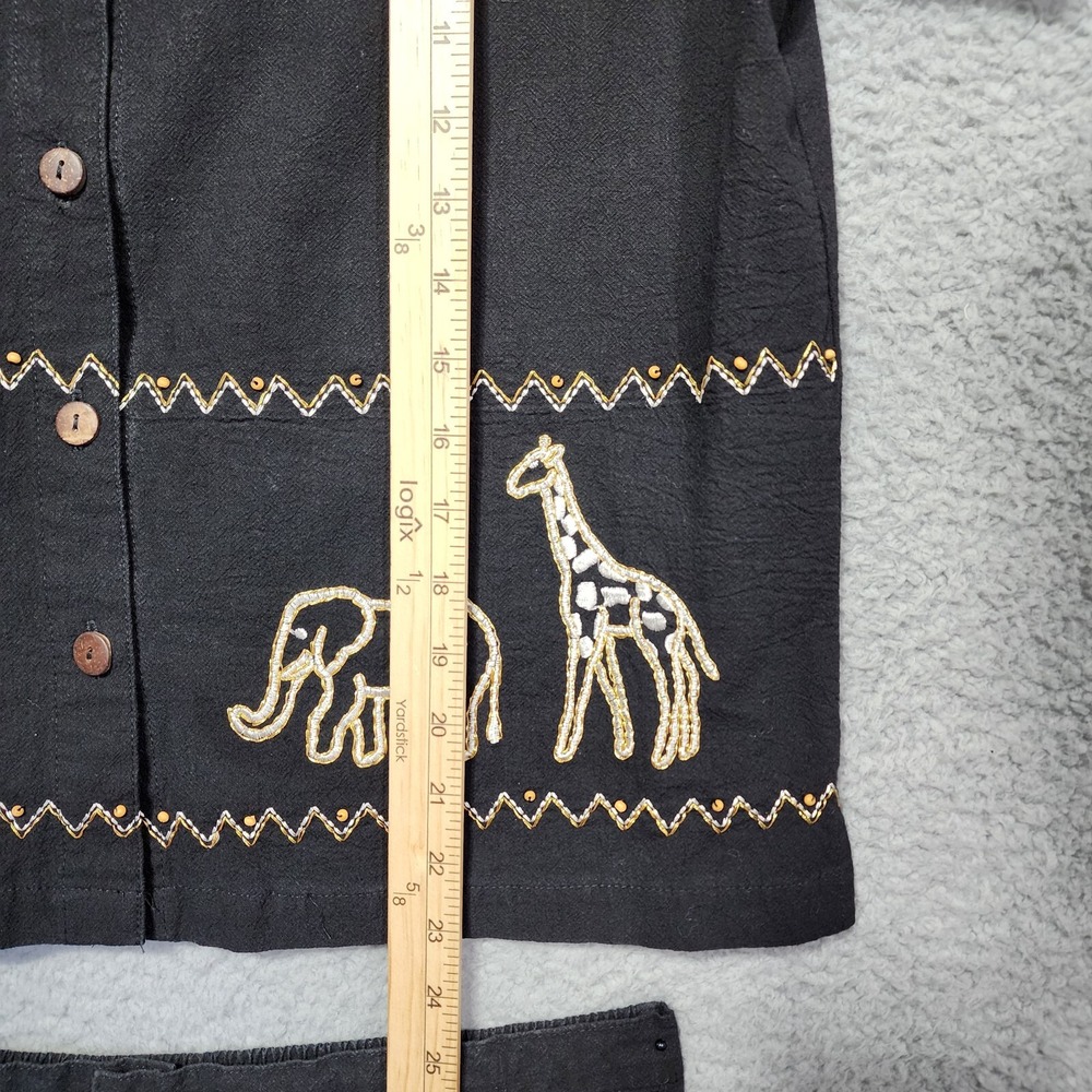 Allison Whitmore‎ Blouse Capri Set Size PXL Safari Black Animal Petite - Picture 5 of 13